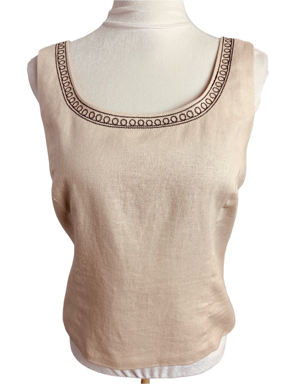 Vintage Linen Blend Neutral Shell Top side zipper 14